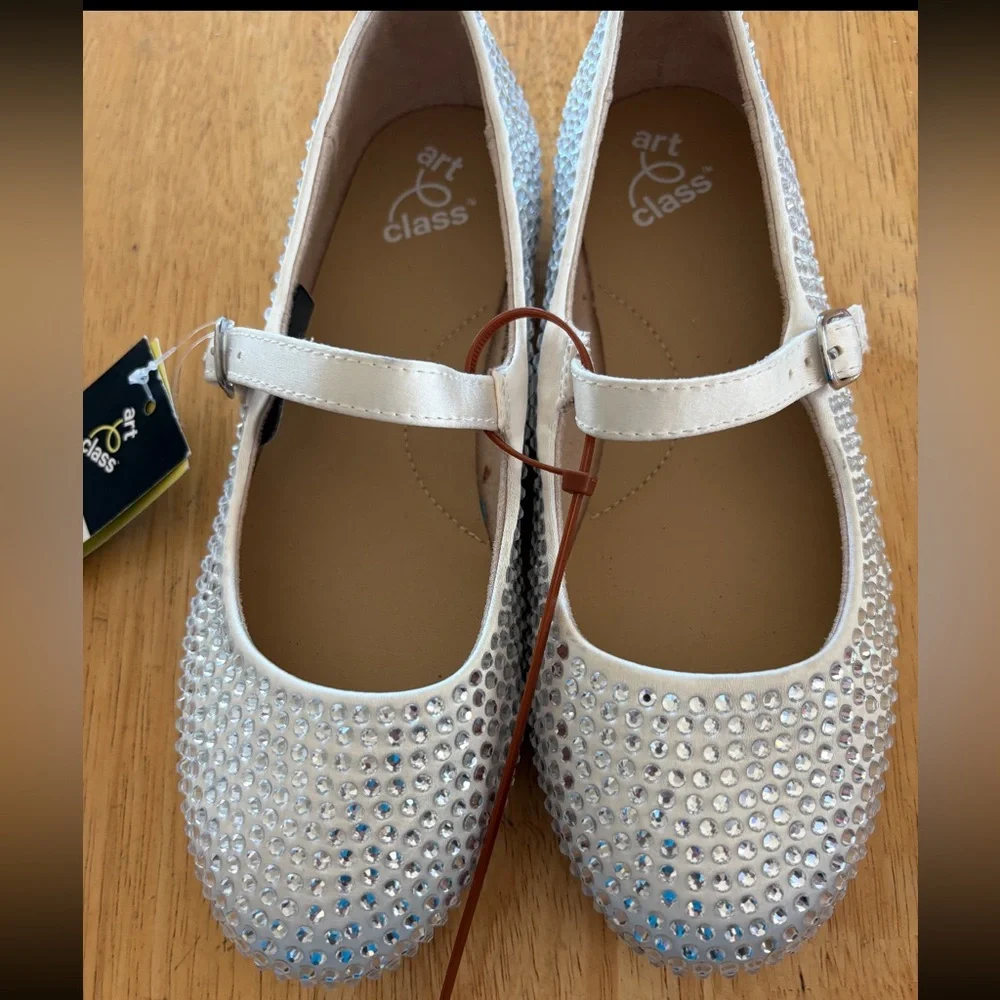 Art Class Sparkling Mary Jane Silver Kids Dress Shoes size 3